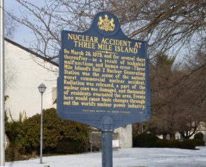 Three Mile Island historical marker sign